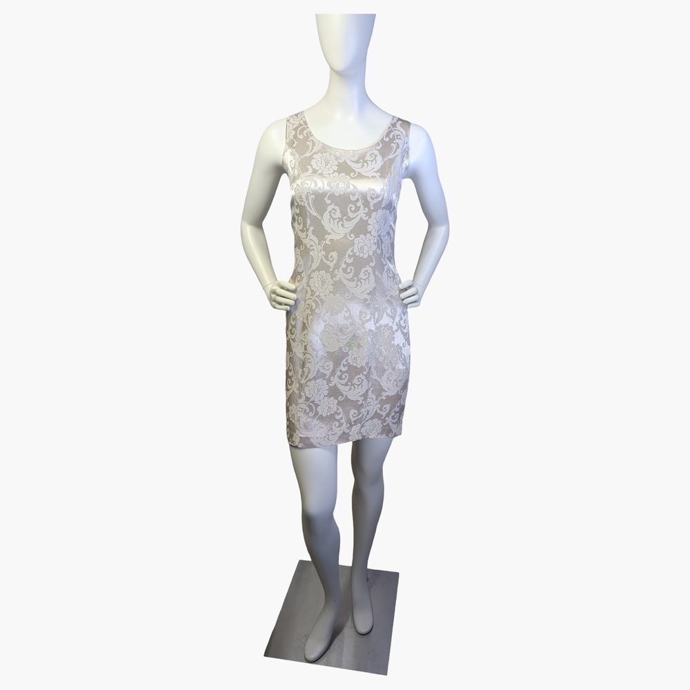 Vintage Algo Champagne Floral Dress | Made in Canada | Size Small